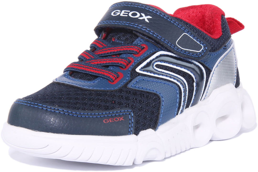 Geox J Wroom Zapatillas sintéticas de una sola tira para niños en rojo marino