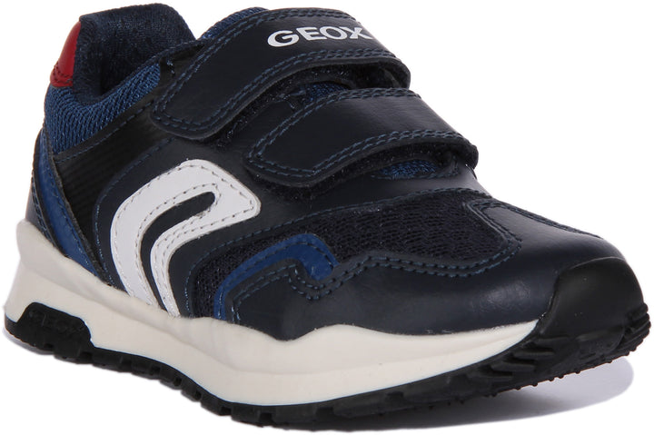 Geox J Pavel B.A Scarpe da ginnastica con doppio cinturino in rete sintetica per neonati in marina rosso