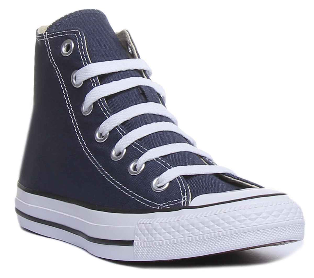 Converse All Star High Top Canvas Trainer In Navy White Lace Up