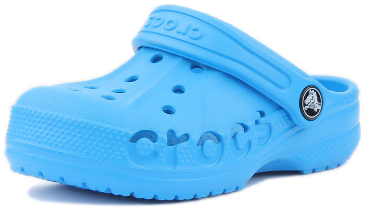 Crocs Baya Zueco con correa trasera para niños en océano