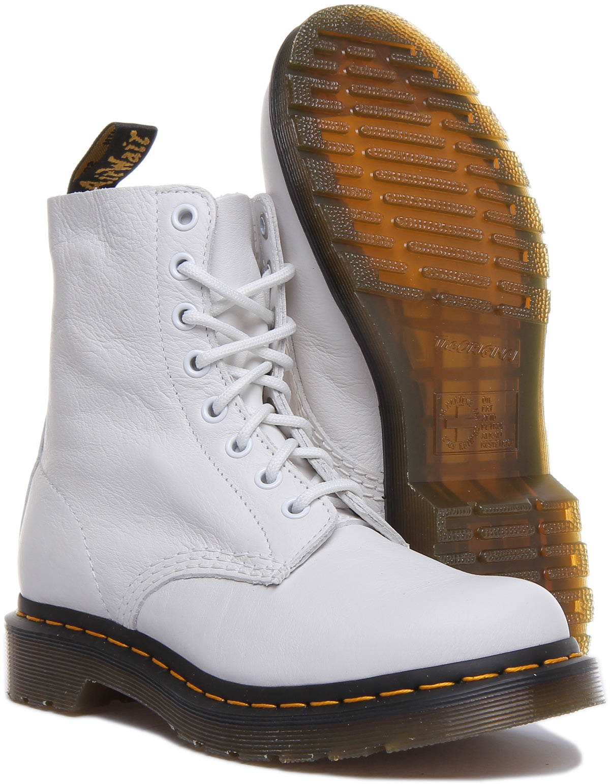 Dr Martens 1460 Pascal In White Lace up Soft Leather Ankle Boots 4feetshoes