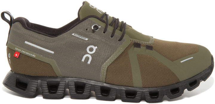 On Running Cloud 5 Waterproof Chaussures de course à lacets pour hommes en olive