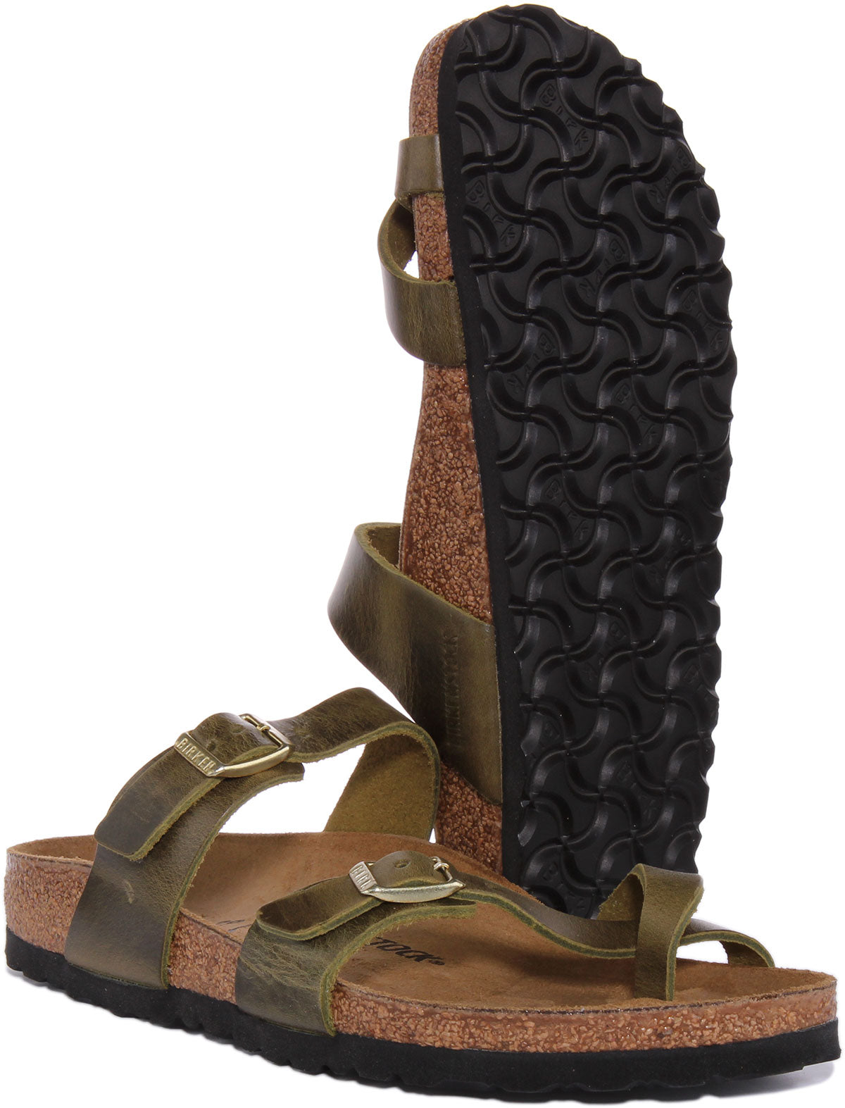 Birkenstock Mayari In Olive For Women Oiled Leather Sandals