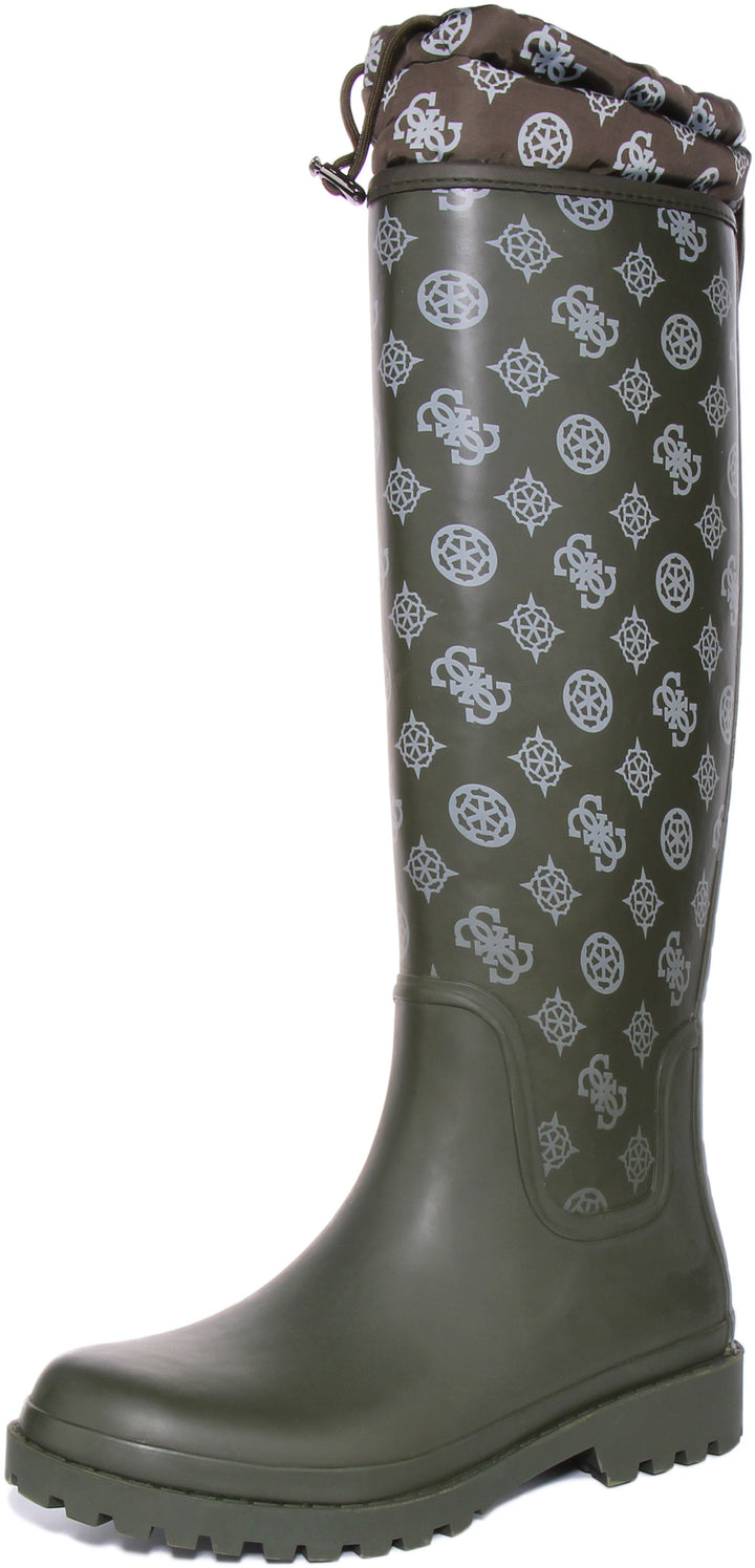 Guess Reisa Rainboot In Olive For Women