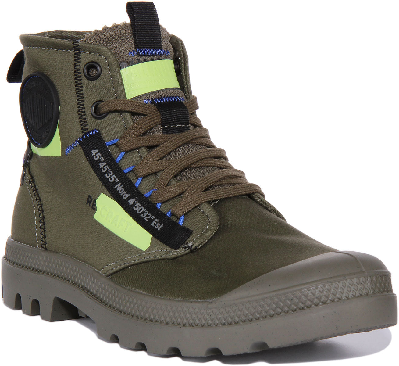 Palladium Pampa Hi In Olive Lace up Re Craft Recycled Vegan Boot