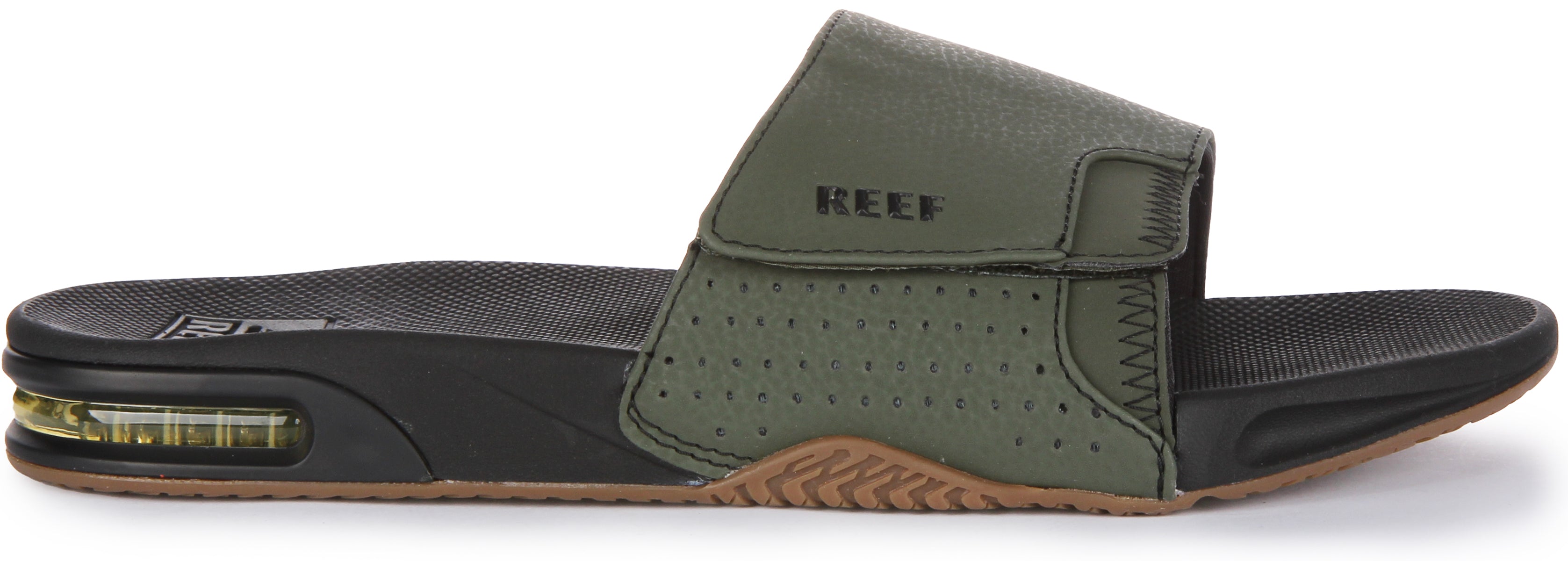 Reef Fanning In Olive For Men 3D Logo Bootle Open Toe Flip Flop