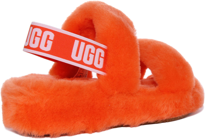 Ugg Oh Yeah Sandalo di pelliccia di pecora con retro elasticizzato da donna in arancione