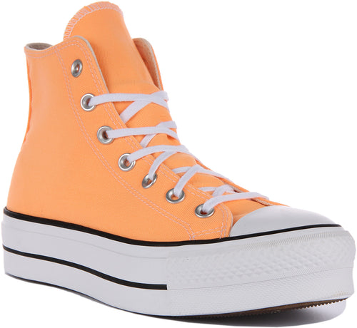 Converse Chuck Taylor All Star Lift Hi Zapatillas de plataforma de lona para mujer en naranja