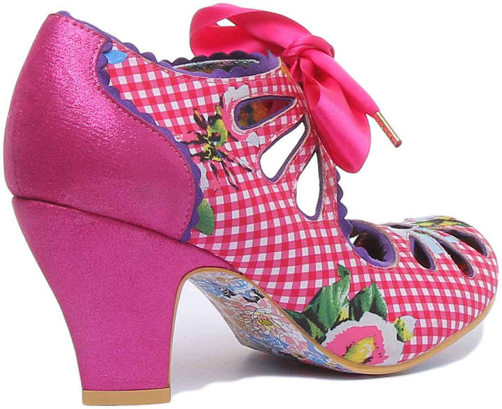 Irregular Choice Sugar Plum Zapatos de tacón medio con cordones para mujer en rosa