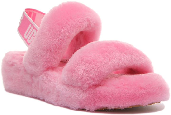 Ugg Oh Yeah Sandales à glissière en peau de mouton pour femmes avec dos élastiqué en rose