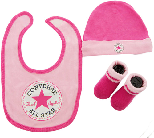 Converse Crib Set In Pink including Bootie, Hat & Bib