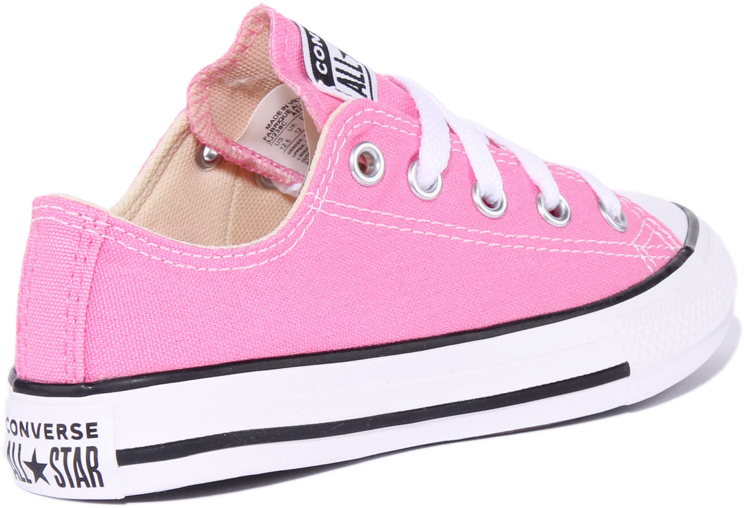Converse Chuck Taylor All Star Ox Zapatillas de lona con cordones para niños en rosa