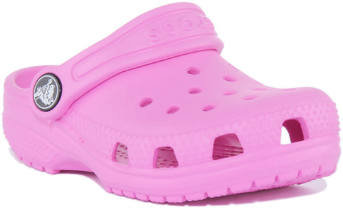 Crocs Classic Kleinkinder Clog Sandale Mit Riemen Hinten In Taffy Rosa