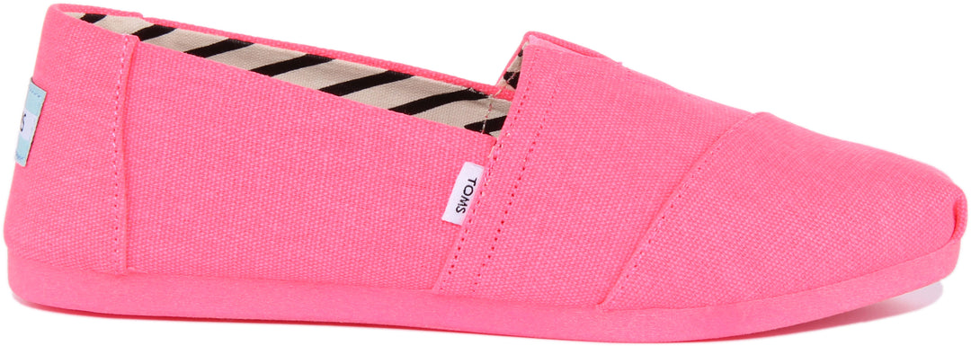 Toms Alpargata Zapatillas de lona de algodón reciclado para mujer en rosa neón