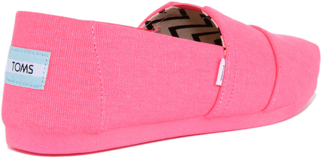 Toms Alpargata Baskets en toile de coton recyclé pour femmes en néon rose