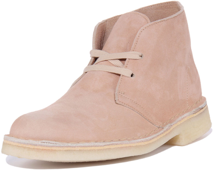 Clarks Originals Desert Boot Bota Chukka en piel de ante con 2 ojales para mujer en rosa