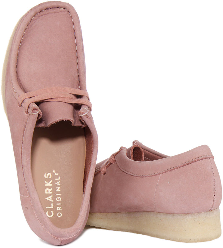 Clarks Originals Wallabee Chaussures en cuir à lacets pour femmes en rose