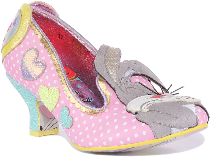 Irregular Choice Bunny Love Chaussures à talon moyen pour femmes en rose