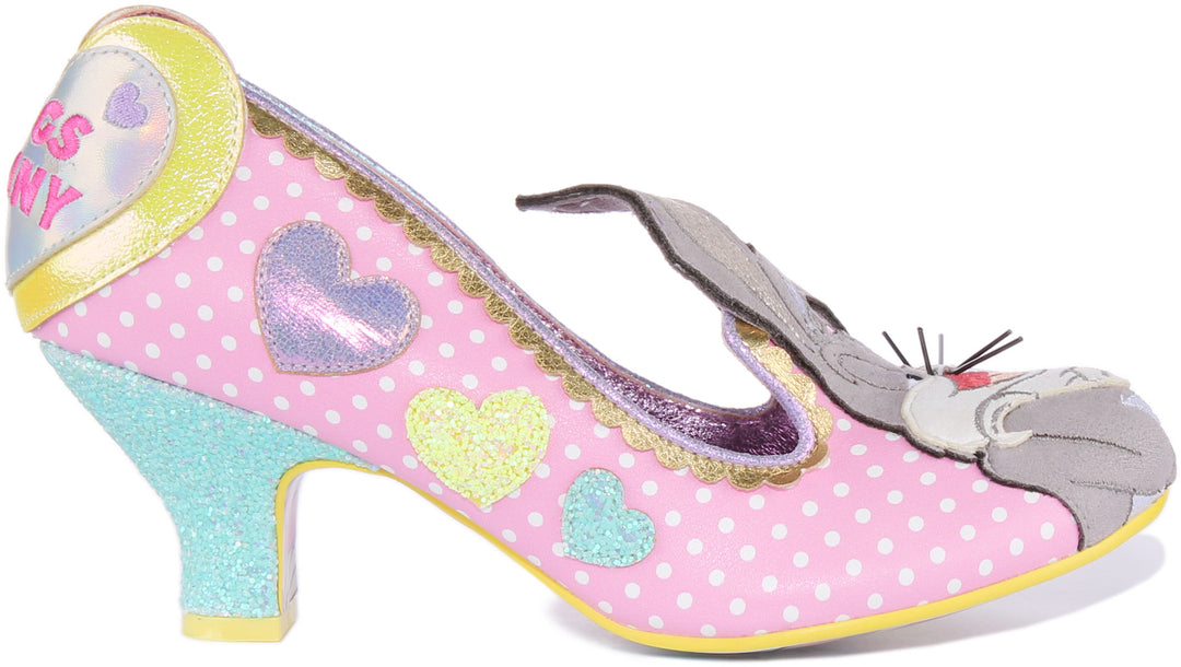 Irregular Choice Bunny Love Chaussures à talon moyen pour femmes en rose