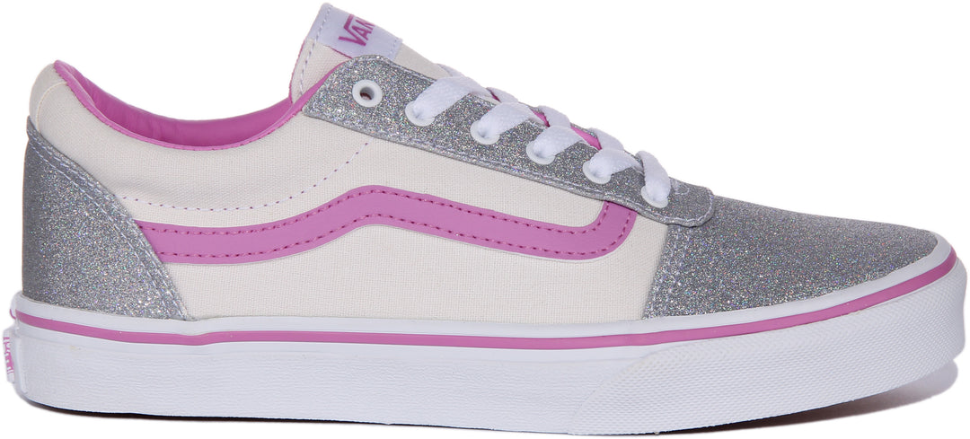 Vans Ward In Pink Silver Glitter For Youth