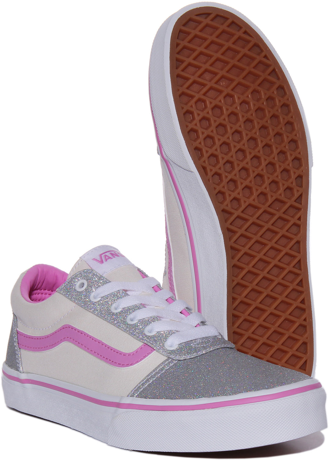 Vans Ward In Pink Silver Glitter For Youth