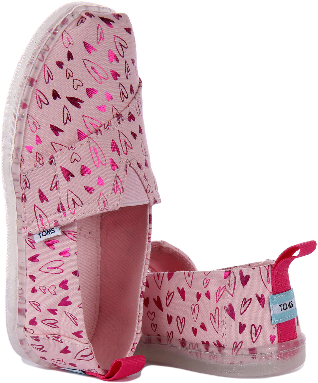 Toms Tiny Alpargata In Pink Hearts For Infants