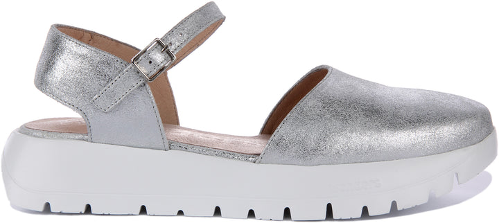 Wonders Babi Closed Toe Sandal In Platinum For Women