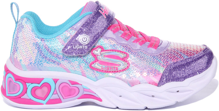 Skechers Sweetheart LightsLet's Shine Zapatillas de deporte luminosas para niños en púrpura