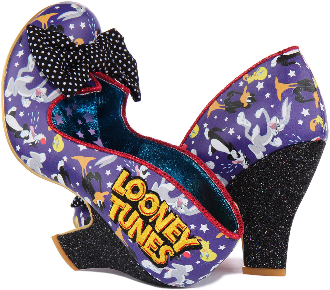 Irregular Choice Looney Time Chaussures à talon moyen avec noeud pour femmes en violet