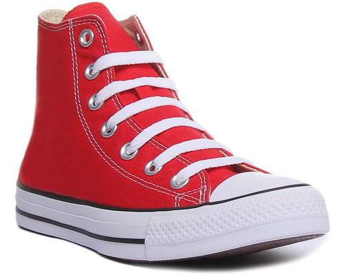 Converse Chuck Taylor All Star Hi Zapatillas de lona con cordones para mujer en rojo