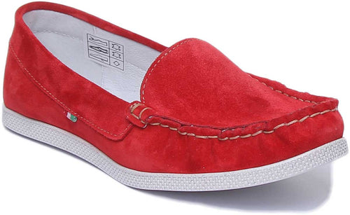 JUSTINREESS Nita Zapatos casuales en piel de ante para mujer en rojo