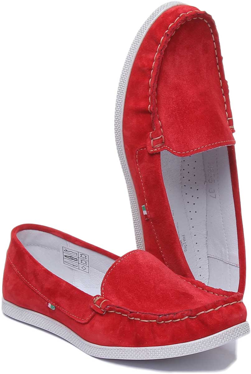 JUSTINREESS Nita Zapatos casuales en piel de ante para mujer en rojo
