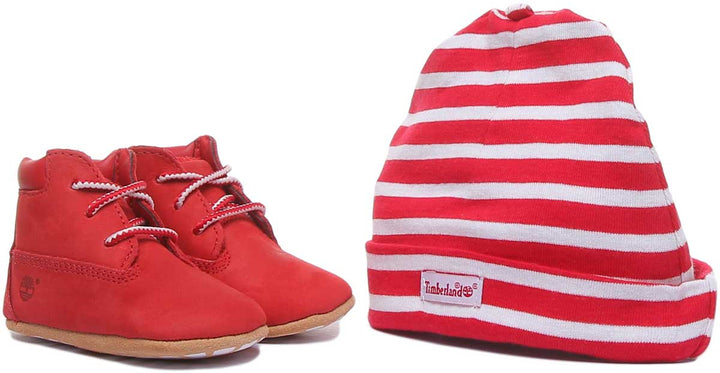 Timberland Bottine à lacets avec chapeau rouge pour bébés