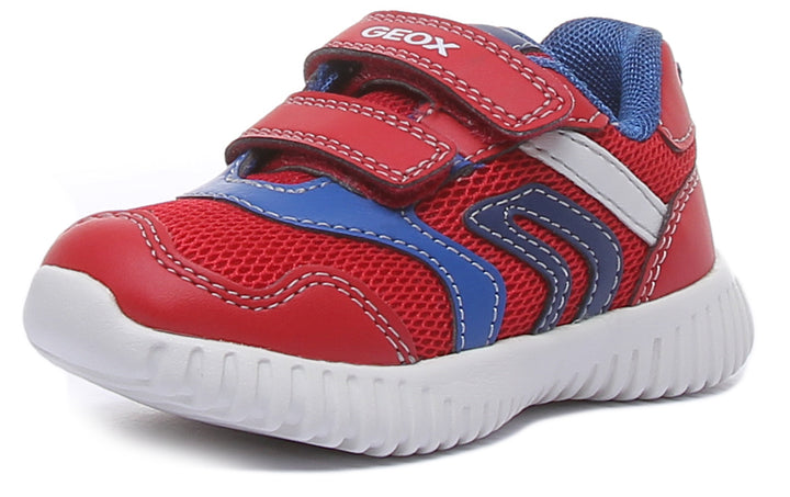 Geox B Waviness B.A Scarpe da ginnastica morbide e ammortizzate a 2 cinturini per bambini in rosso