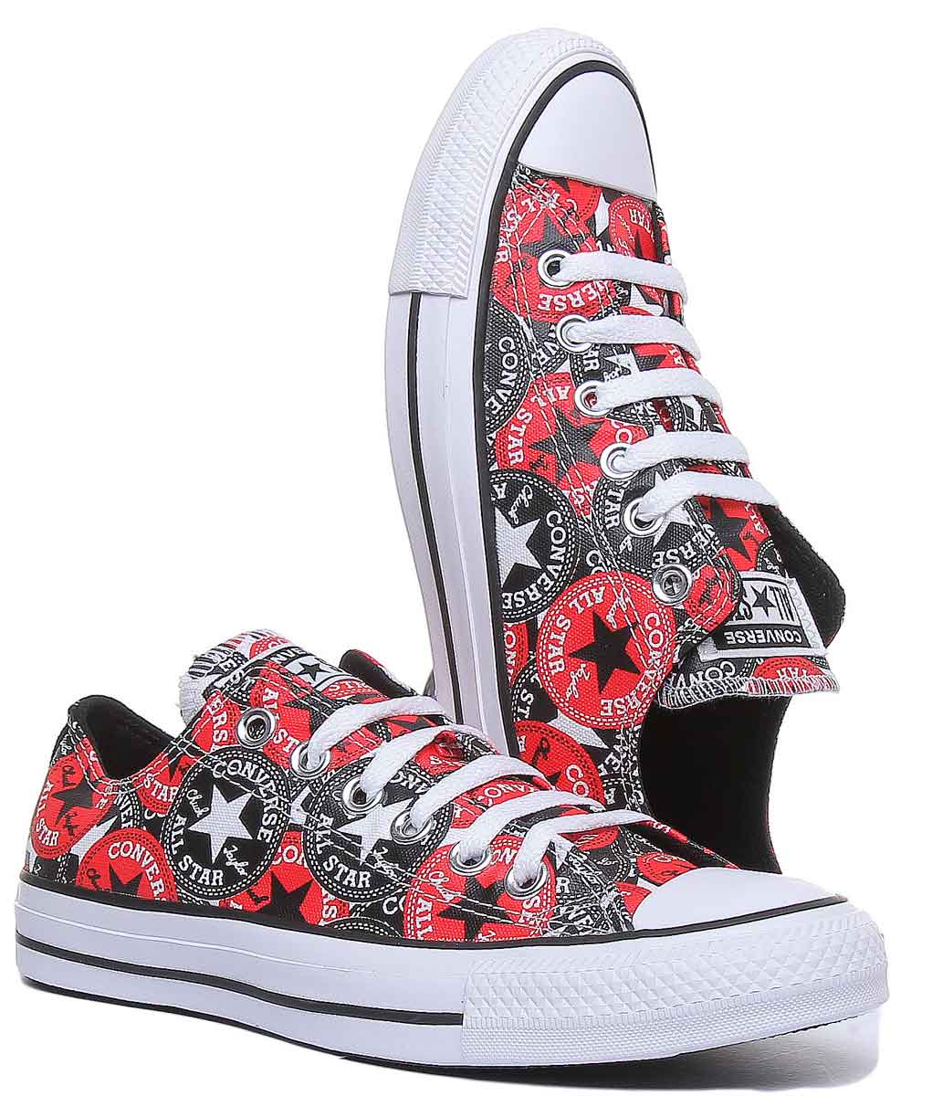 Converse 166986C CT All Star Logo All Over Trainer In Red For Women