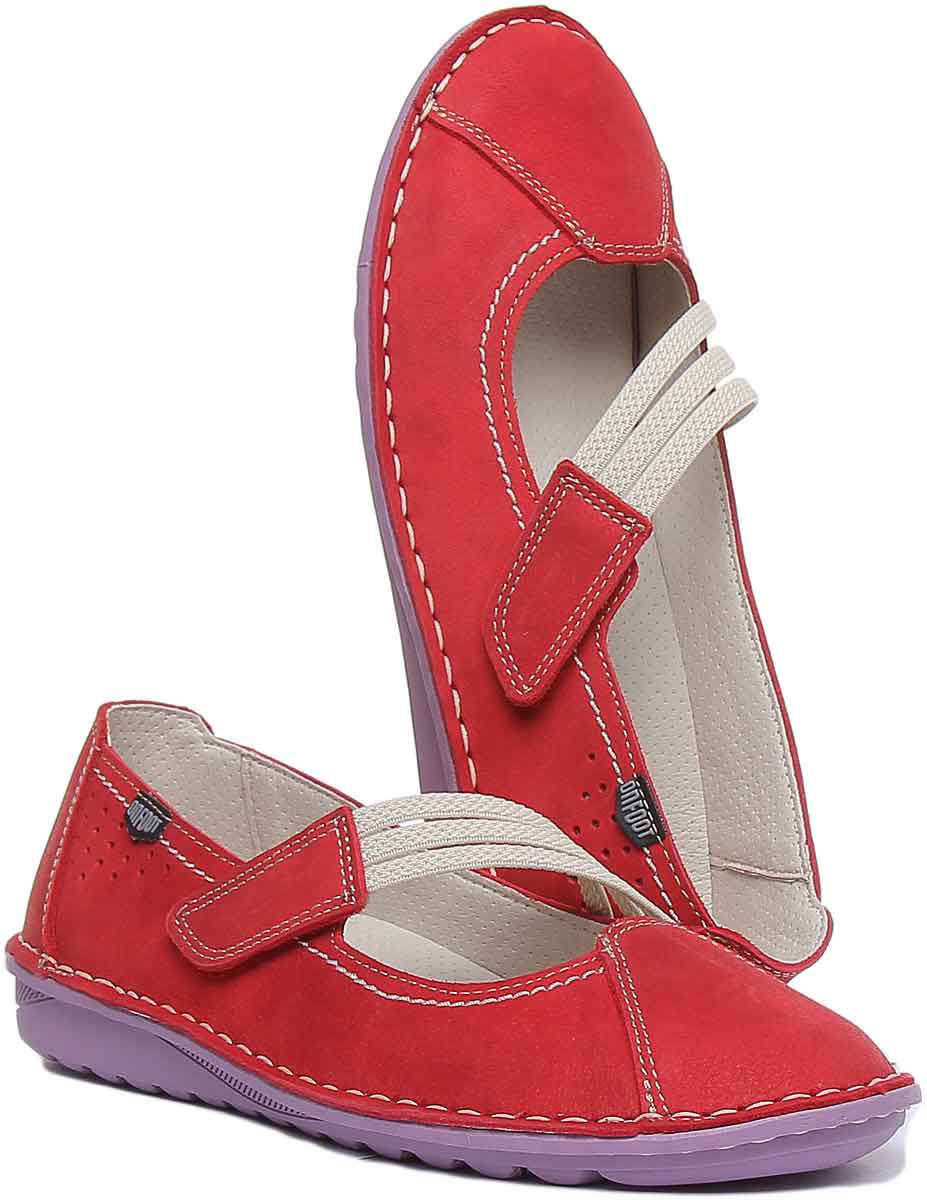 On Foot Francesita Zapatillas con 3 tiras de gancho y bucle para mujer en rojo