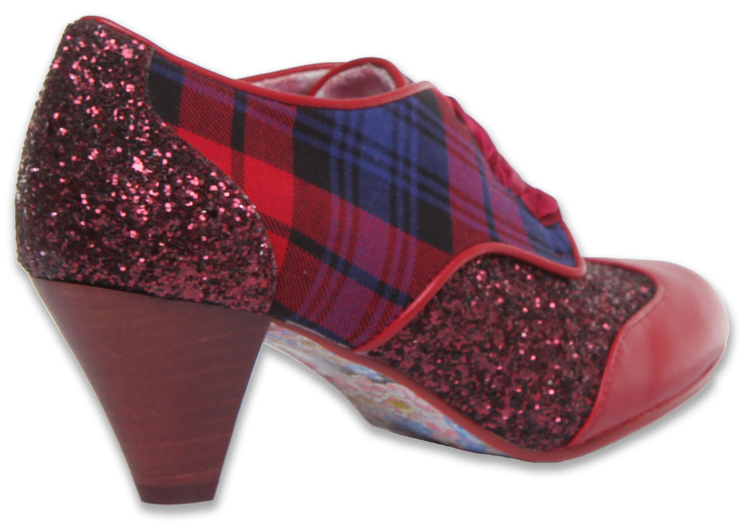 Irregular Choice End Of Story Zapatos de tacón bloque sintético con cordones para mujer en rojo