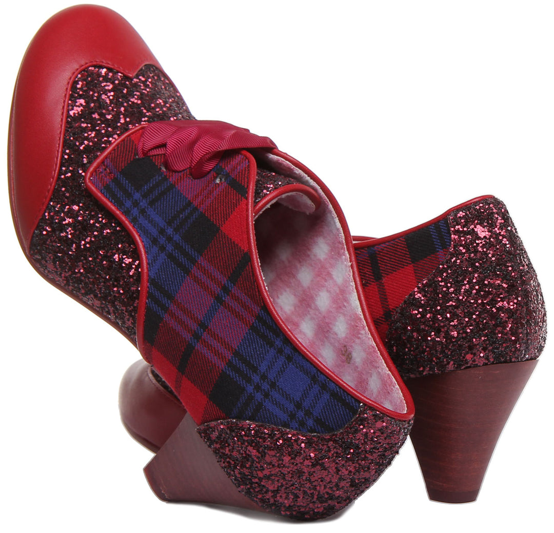 Irregular Choice End Of Story Chaussures à lacets à talon bloc synthétique pour femmes en rouge