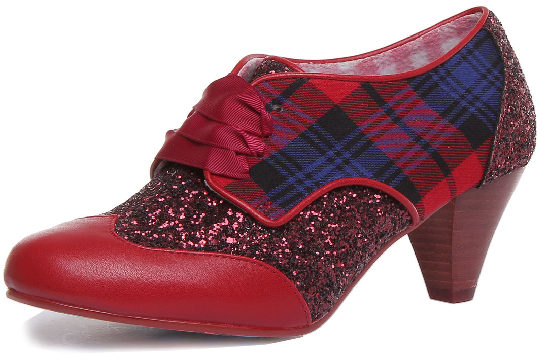 Irregular Choice End Of Story Chaussures à lacets à talon bloc synthétique pour femmes en rouge