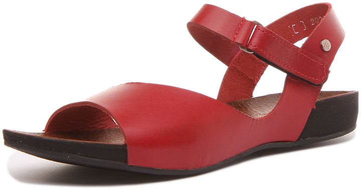 Jimena Flat Comfort Sandal with Strap in Red