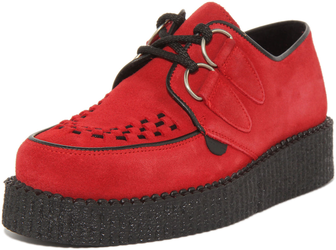 Underground Original Wulfrun Chaussures Creeper en daim à semelle unique poure en rouge
