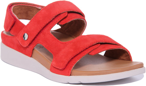 Strive Aruba Sandale en cuir avec trois bandes réglables pour femmes en rouge