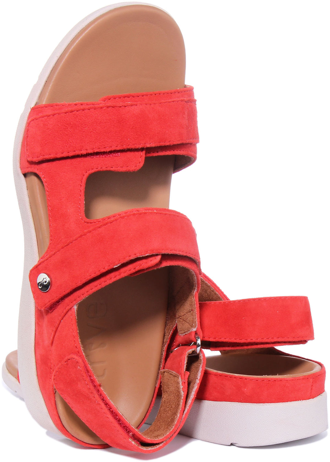 Strive Aruba Frauen Leder Sandale Mit Drei Verstellbare Riemen Rot