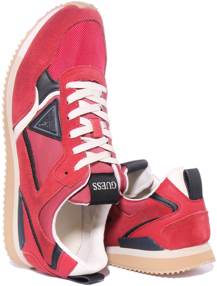 Guess Treviso Zapatillas con cordones inspiradas en el running para hombre en rojo
