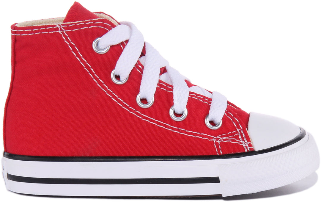 Converse Chuck Taylor All Star Hi Zapatillas de lona casual con cordones para niños en rojo