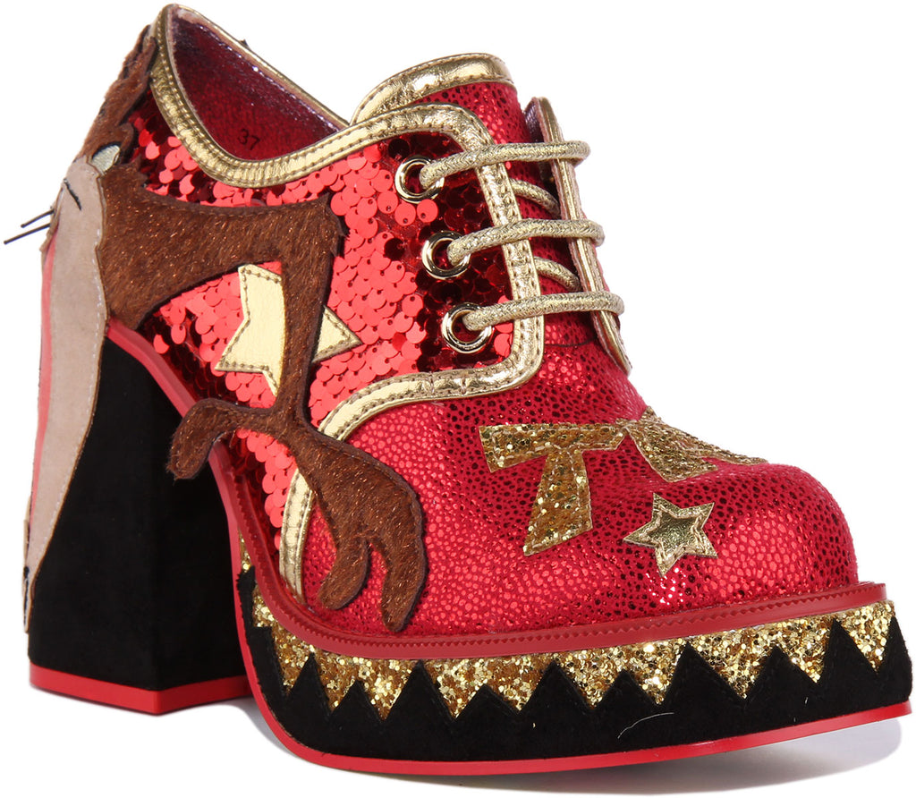 Irregular Choice Great Day Out Women Exclusive Boot In Black Red Size US 5  - 11