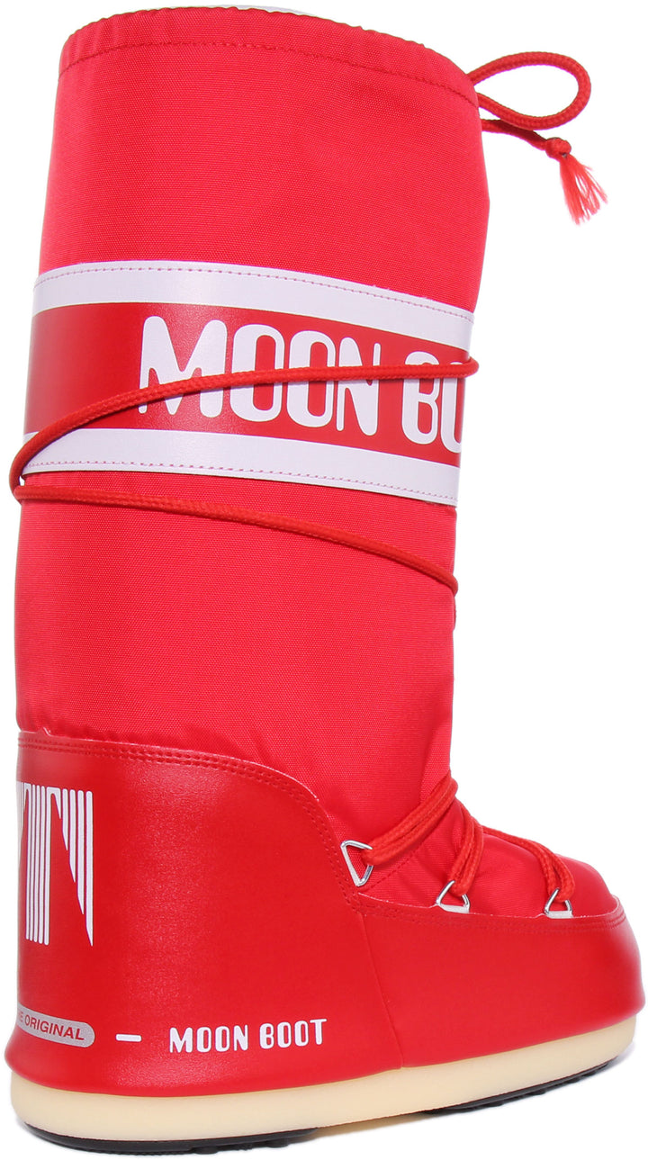 Bottes hautes en tissu MOON BOOT NYLON MOONBOOT rouges pour femmes