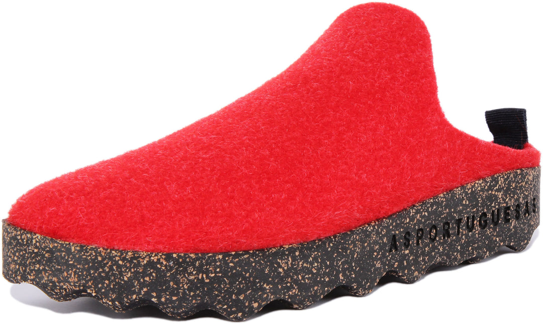 Asportuguesas Come Pantuflas con suela de corcho de goma para mujer en rojo