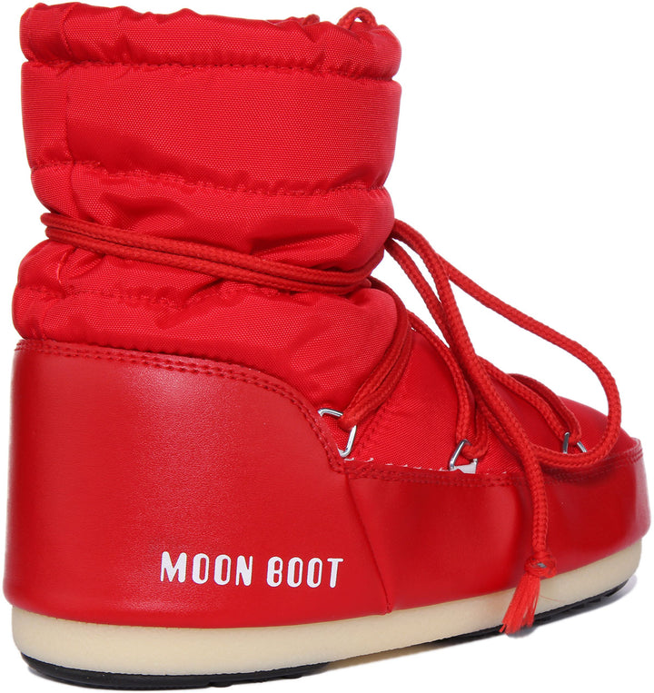 Moon Boot Classic Low Bota de nailon icono bajo para mujer en rojo