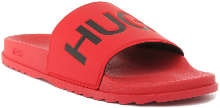 Hugo Match Sliders In Red Black For Men